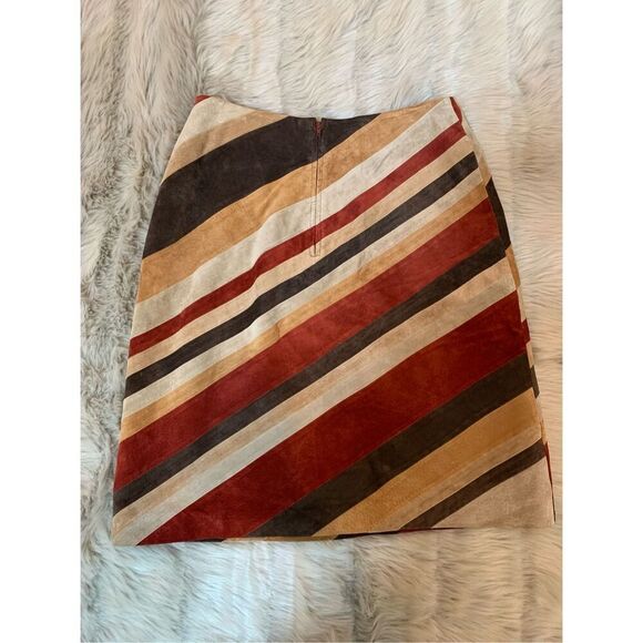 Striped Multicolor Suede Skirt - Picture 2 of 7